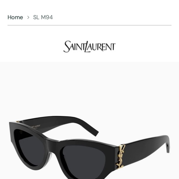 Saint Laurent Black Sunglasses with Gold Accents - Picture 3 of 7